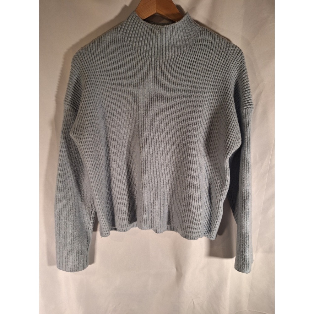 Abercrombie & Fitch Light Blue Ribbed Mock Neck Sweater Womens‎ XS Relaxed Knit